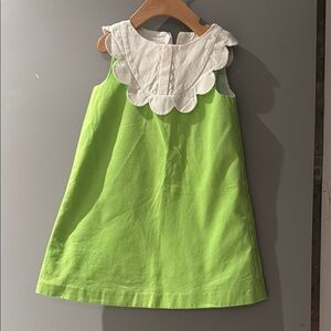 Jacadi Lime Green Dress with White Scalloped Collar